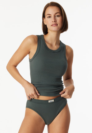 Tai-Slip Feinripp dunkelgrün - Revival Paula