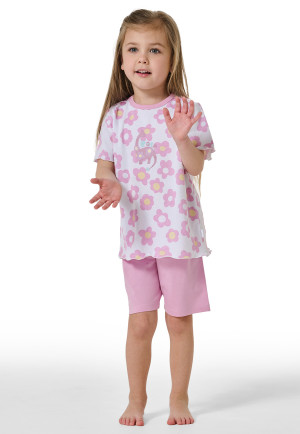 Short pyjamas rolled hem flowers white - Girls World