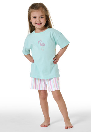Schlafanzug kurz Flamingo hellgrün - Girls World