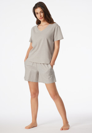 Shirt short sleeve linen organic cotton gray-jaspé-gray- Mix+Relax