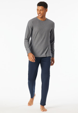 Schlafanzug lang Ringel nachtblau - Selected Premium Jacquard