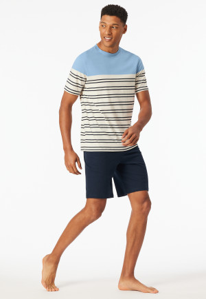 Short pyjamas striping pacific blue - Casual Nightwear