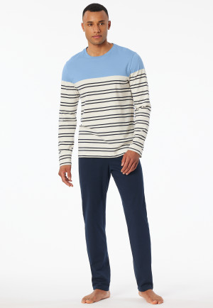 Pyjamas long pyjamas striping pacific blue - Casual Nightwear