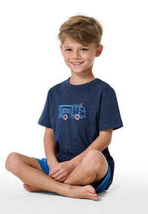 Korte pyjama brandweer nachtblauw - Boys World