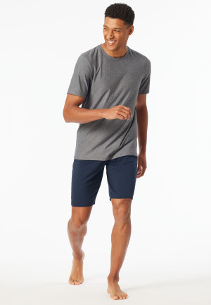 Pyjama korte streep nachtblauw - Selected Premium Jacquard