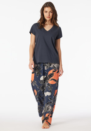 Shirt kurzarm tiefer V-Ausschnitt graphit - Mix+Relax