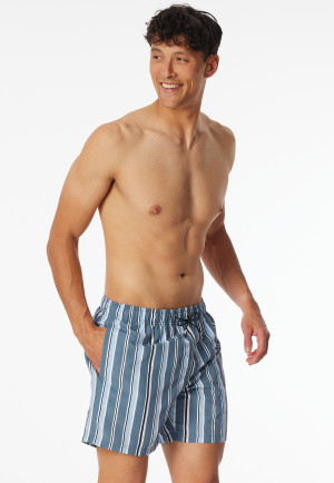 Badeshorts Webware recycelt Streifen atlantikblau - Aqua