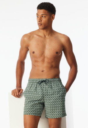 Badeshorts Webware recycelt khaki gemustert - Aqua