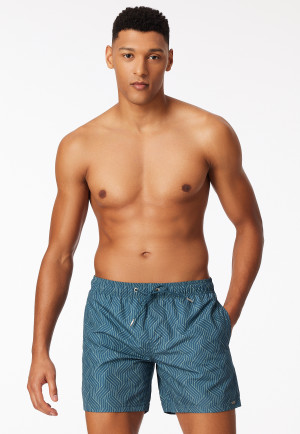 Swim trunks woven fabric lime patterned - Aqua