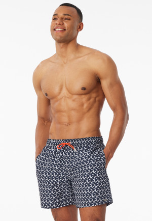 Badeshorts Webware recycelt nachtblau gemustert - Aqua