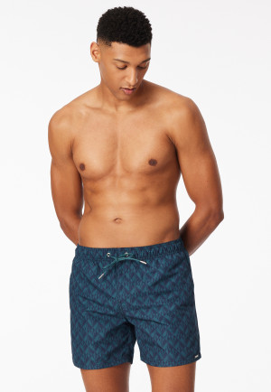 Swim trunks woven fabric lobster green patterned - Aqua