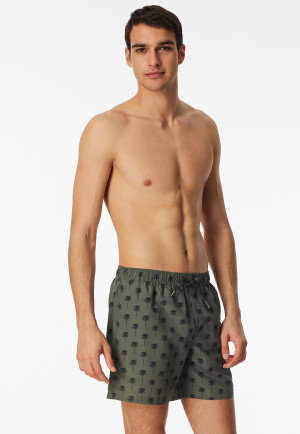 Badeshorts Webware recycelt Palmen khaki - Aqua