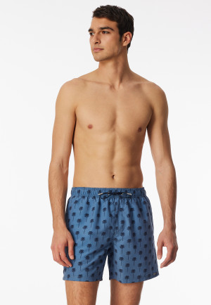 Badeshorts Webware recycelt Palmen atlantikblau - Aqua