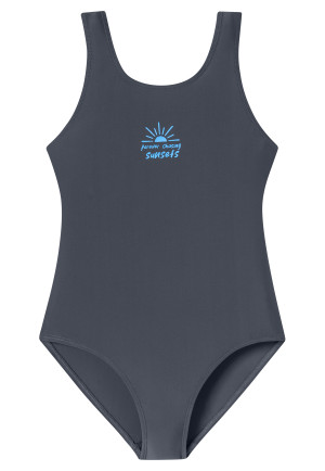 Swimsuit knitwear recycled SPF40+ school sports graphite - Aqua