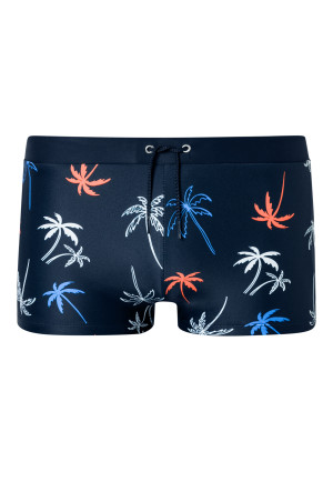 Swimming trunks recycled knitwear SPF40+ school sports palm trees multicolor - Aqua Teen Boys