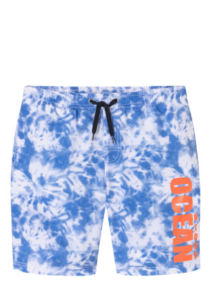 Swim shorts woven fabric recycled SPF40+ batik aquarium - Aqua