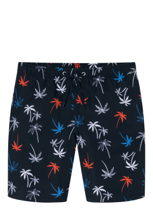 Swim shorts woven fabric recycled SPF40+ palm trees multicolor - Aqua