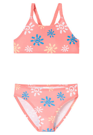 Bustier bikini recycled knitwear SPF40+ sun pink - aqua