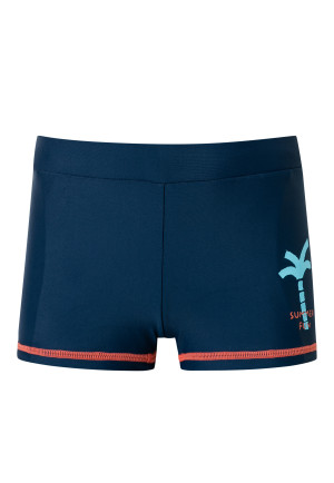 Swimming trunks recycled knitwear SPF40+ palm tree midnight blue - Aqua
