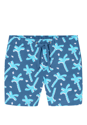 Swim trunks woven fabric recycled SPF40+ palm trees air - Aqua