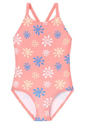 Badpak gebreide stof LSF40+ zon pink - aqua