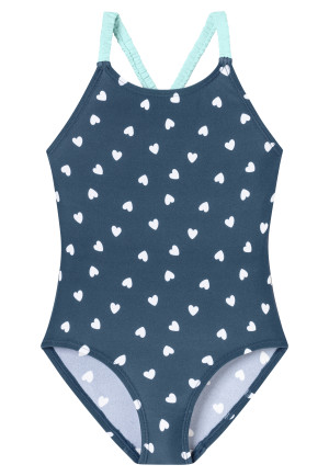 Knitwear swimsuit recycled SPF40+ polka dots midnight blue - Aqua