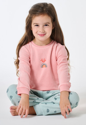 Pigiama lungo con polsini in spugna arcobaleno corallo - Nightwear