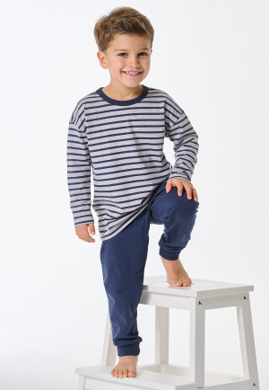 Pigiama lungo con polsini a righe blu scuro - Nightwear per bambini