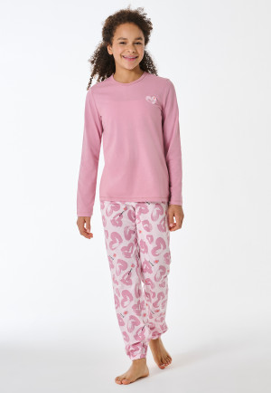 Schlafanzug lang Herzchen rosenholz - Teens Nightwear