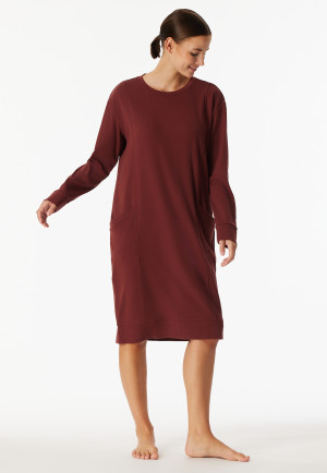 Nachthemd langarm Interlock wärmend burgund - Selected Premium Warming