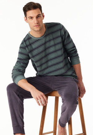 Long pyjamas terry towelling stripes mineral - Casual Nightwear
