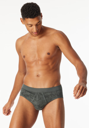 Sports briefs Interlock fly patterned dark green - Fine Interlock