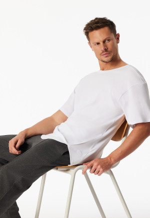 Shirt kurzarm Doppelripp Cutout weiß - SCHIESSER 150 Years