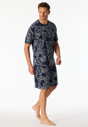 Shirt korte mouw statement print blauw - SCHIESSER 150 Years