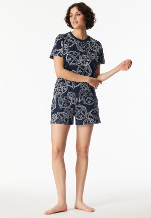 Shirt korte mouw statement print blauw - SCHIESSER 150 Years