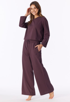 Langere broek van Heavy Single Jersey, cacaobruin - Mix+ Relax