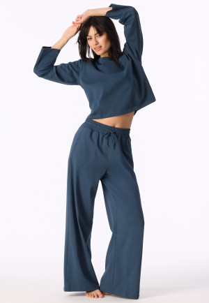 Langere broek van Heavy Single Jersey, diepblauw - Mix+ Relax