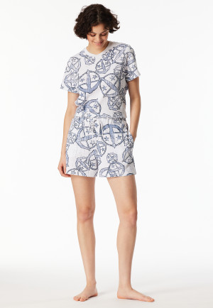 Pantalon court Imprimé Statement blanc-bleu - SCHIESSER 150 Years