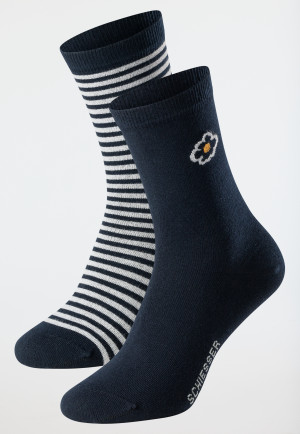 Damensocken 2er-Pack Organic Cotton Blume Ringel lila - Fashion