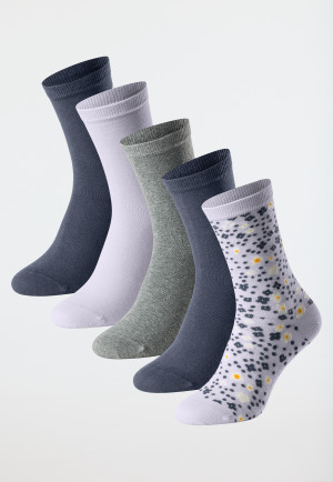 Damensocken 5er-Pack Organic Cotton Blumen mehrfarbig - Fashion