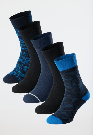 Herrensocken 5er-Pack Organic Cotton blau/ schwarz - Fashion