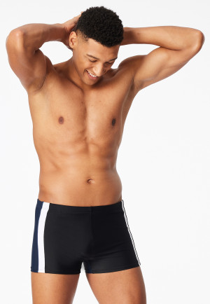 Badehose mit Bein Jersey Schlüsseltasche schwarz - Aqua