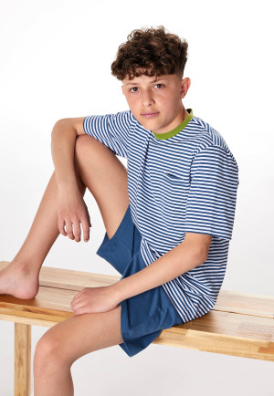 Short pyjamas striping atlantic blue - Teens Nightwear