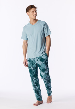 Short sleeve v-neck shirt, Ice Blue - Mix+ Relax