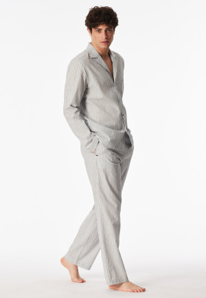 Shirt long-sleeve woven fabric linen stripes admiral - Mix+Relax