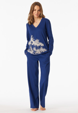 Lange pyjama palm blauw - Interlock