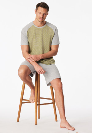Short pyjamas striping grass green - 95/5