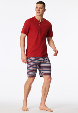 Short pyjamas with button placket red - Casual Nightwear