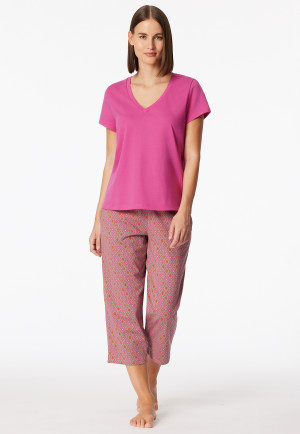 Shirt short sleeve v-neck fuchsia - Mix+Relax