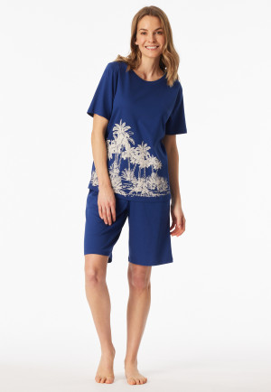 Pyjama korte interlock palmbomen blauw - Interlock